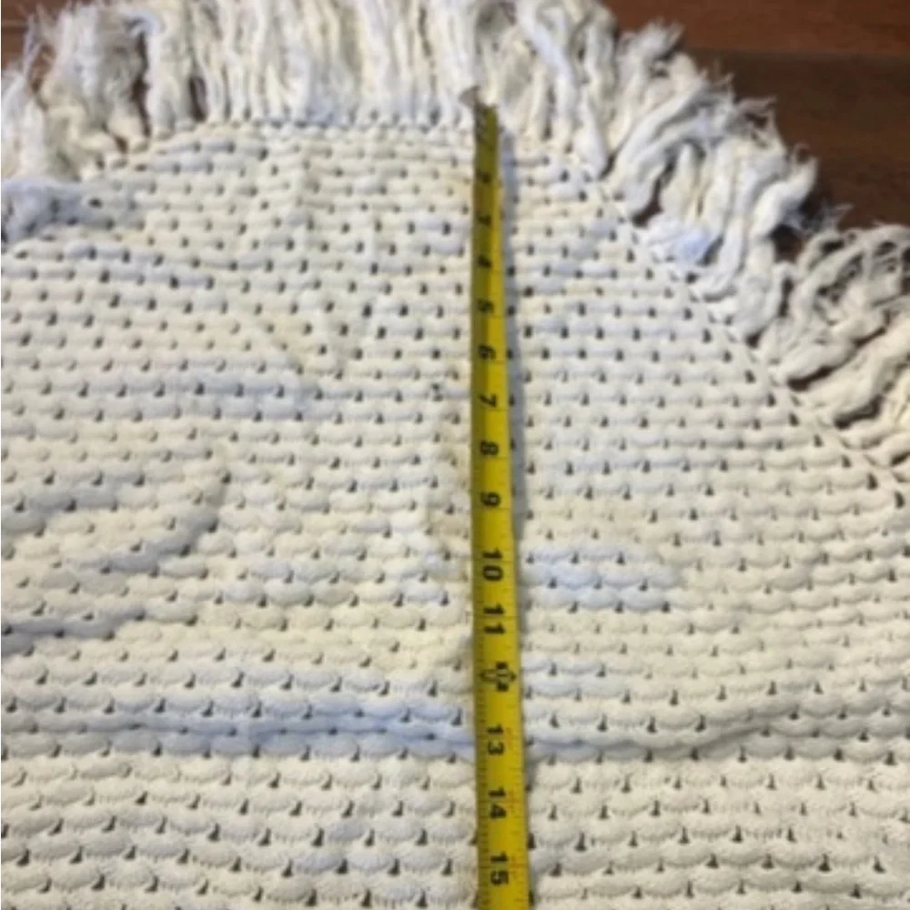 Neutral Cream Knit Fringed Wrap Scarf